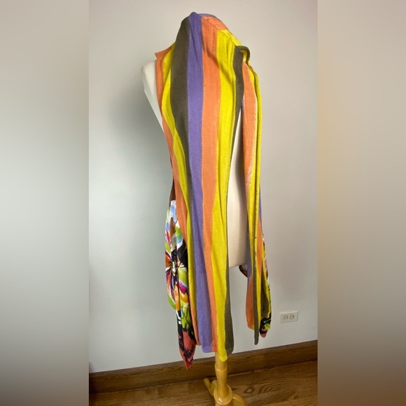 ADORE Women's Medium Sleeveless Floral Art Longline Drape Cardigan Duster Boho - Picture 6 of 10